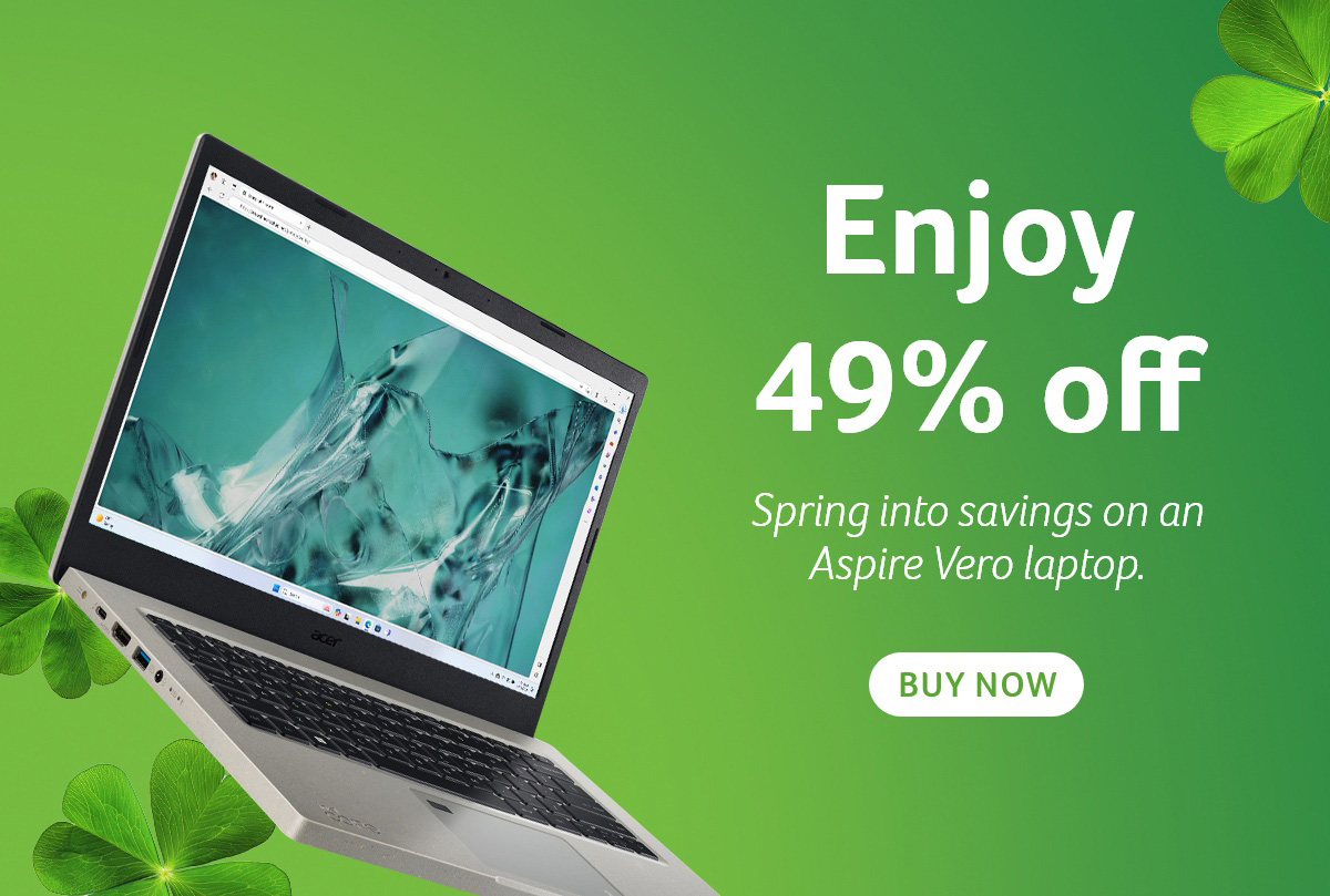 Get 49% off a Aspire Vero Green Laptop