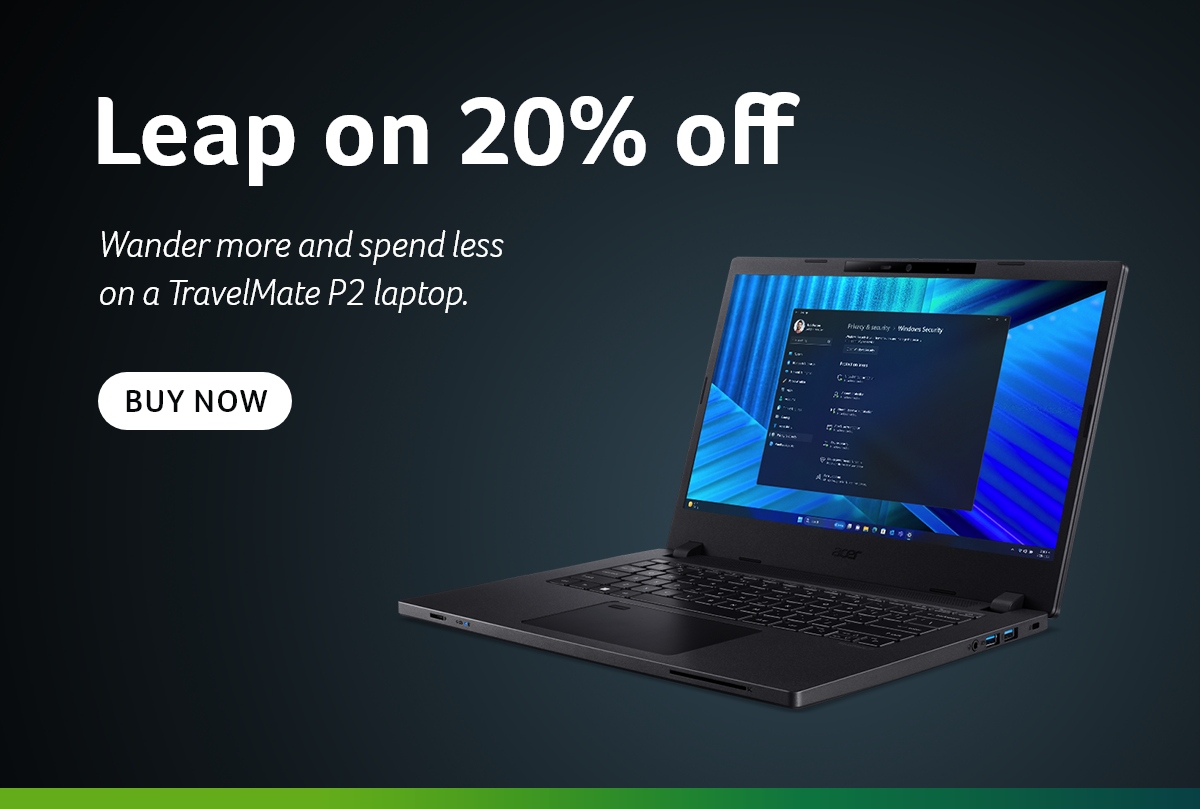 Get 20% off a Travelmate P2 Laptop