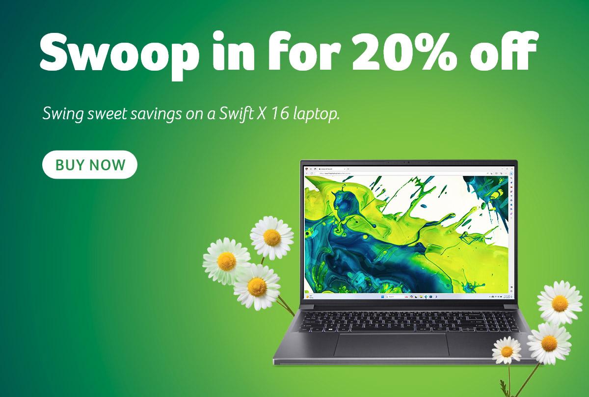 Get 20% off a Swift X 16 Laptop