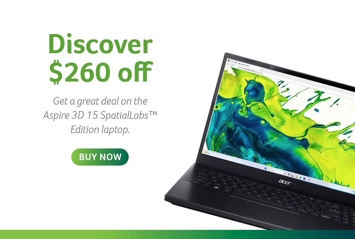 Get up to $260 off an Aspire 3D 15 SpatialLabs Edition Laptop